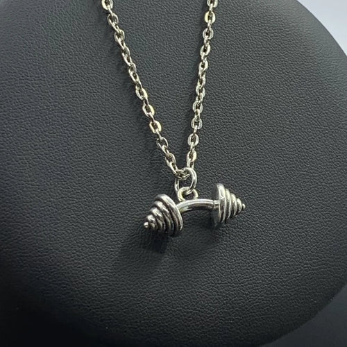 1 piece fitness muscle man weightlifting necklace gym barbell dumbbell kettlebell pendant necklace.