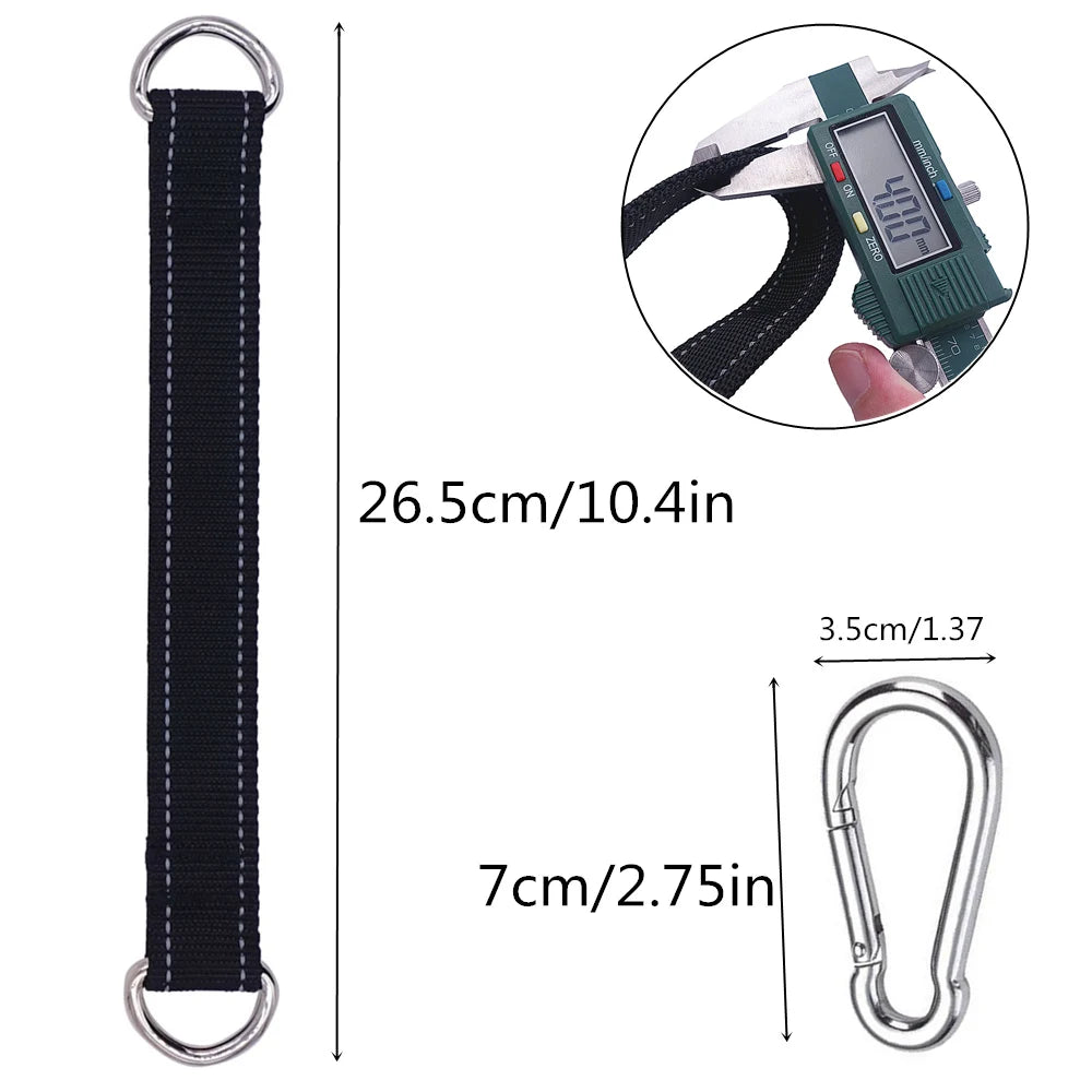 2 PCS 440 Lbs Heavy Duty Hanging Strap with Carabiner Hook for Tree Swing Hammock Fitness Home Gym Resistance Band Workout