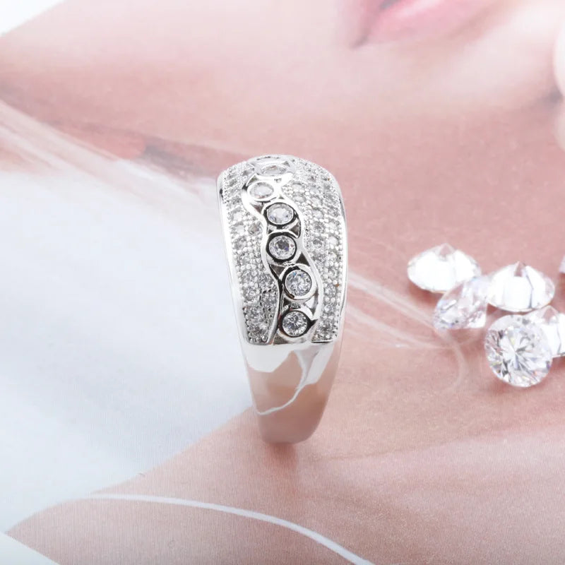 Buyee 925 Sterling Silver Big Ring Finger White Zircon Ring for Woman Man Fashion Luxury Wedding Party Fine Jewelry Circle