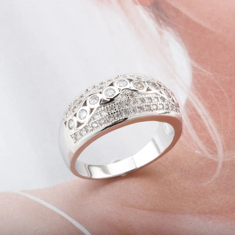 Buyee 925 Sterling Silver Big Ring Finger White Zircon Ring for Woman Man Fashion Luxury Wedding Party Fine Jewelry Circle