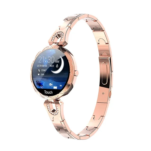 Fashion Ladies Smart Watch Luxury Women Bluetooth Wristband Waterproof Blood Pressure Fitness Tracker Bracelet Crystal Watch
