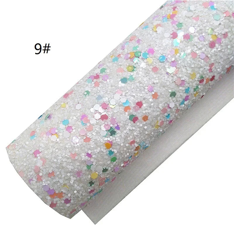 Rolls 30x134cm Sheets 21x29cm Pastel Colors Chunky Glitter Leather Felt Backing Glitter Faux leather For Bow Earrings DIY  6S134