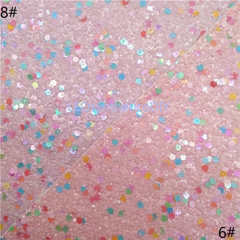 Rolls 30x134cm Sheets 21x29cm Pastel Colors Chunky Glitter Leather Felt Backing Glitter Faux leather For Bow Earrings DIY  6S134