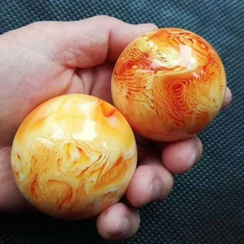 1pc Amber Beeswax Sphere Ball Massage Ball Resin Crystal and Handball Sphere Elderly Middle-aged Healing Crystal Sphere Fitness