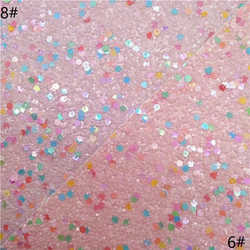 Rolls 30x134cm Sheets 21x29cm Pastel Colors Chunky Glitter Leather Felt Backing Glitter Faux leather For Bow Earrings DIY  6S134