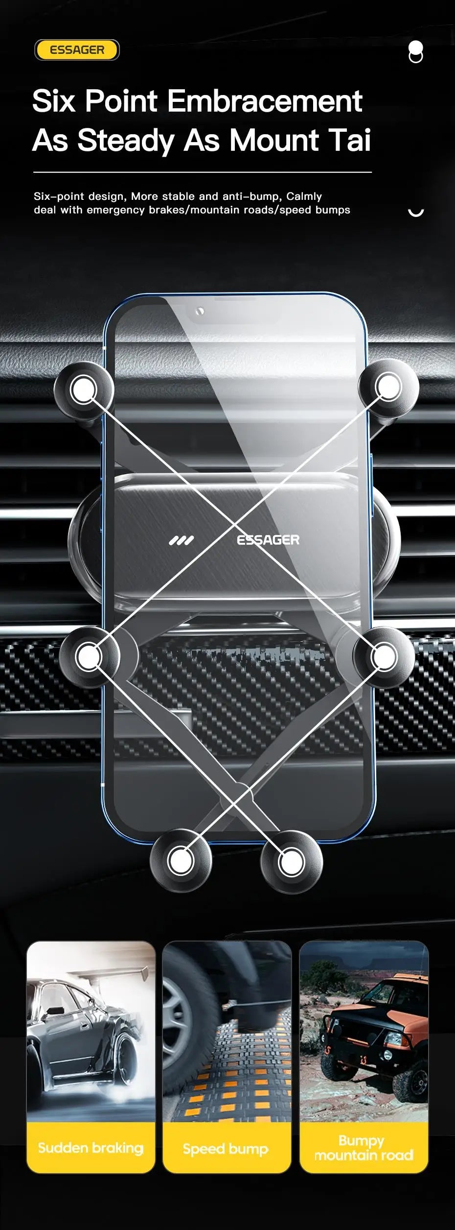 Essager Gravity Car Phone Holder Air Vent Clip Mount Mobile Phone Stand In Car GPS Support For iPhone 14 13 Pro Xiaomi Samsung