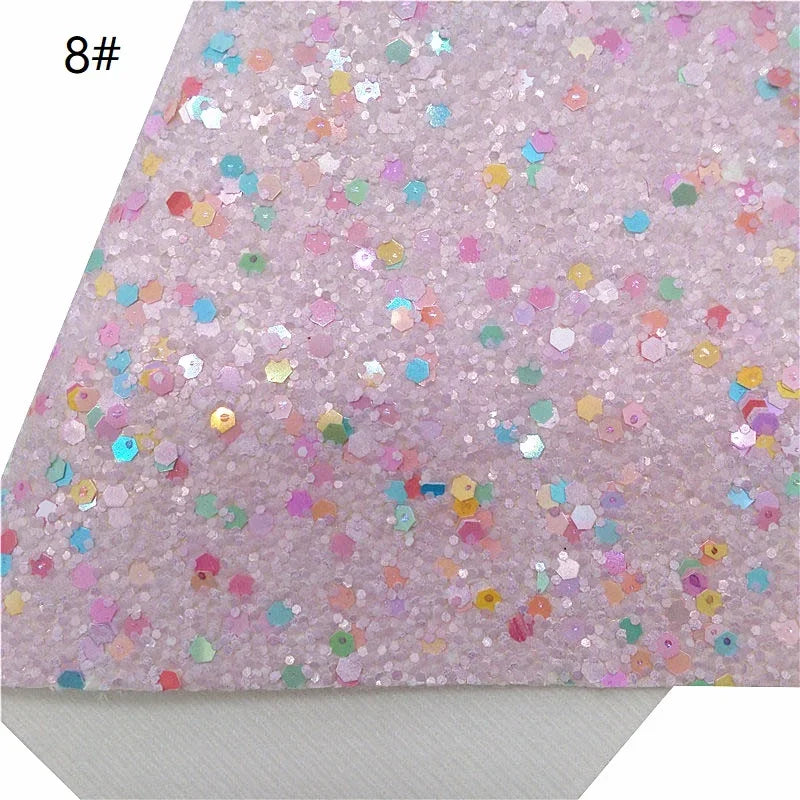 Rolls 30x134cm Sheets 21x29cm Pastel Colors Chunky Glitter Leather Felt Backing Glitter Faux leather For Bow Earrings DIY  6S134