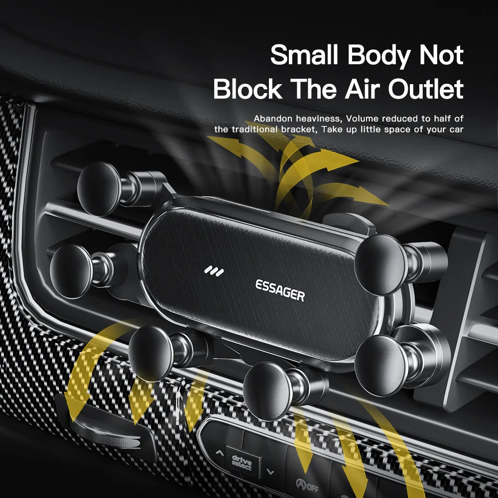 Essager Gravity Car Phone Holder Air Vent Clip Mount Mobile Phone Stand In Car GPS Support For iPhone 14 13 Pro Xiaomi Samsung