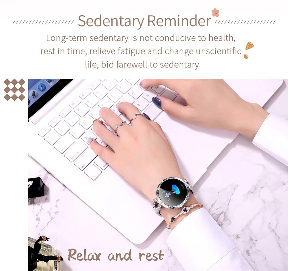 Fashion Ladies Smart Watch Luxury Women Bluetooth Wristband Waterproof Blood Pressure Fitness Tracker Bracelet Crystal Watch