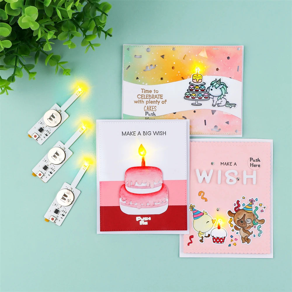 3-6Pcs/set Creative Blow-Out LED Candle Light for Light-Up Birthday Card Perfect for Scrapbook layouts and POP-up Projects Light