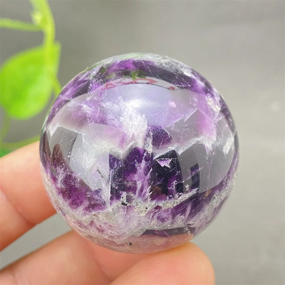 Natural Colorful Feather Fluorite Crystal Ball Hand Polished Yoga Meditation Fitness Ball Home Decoration+Base