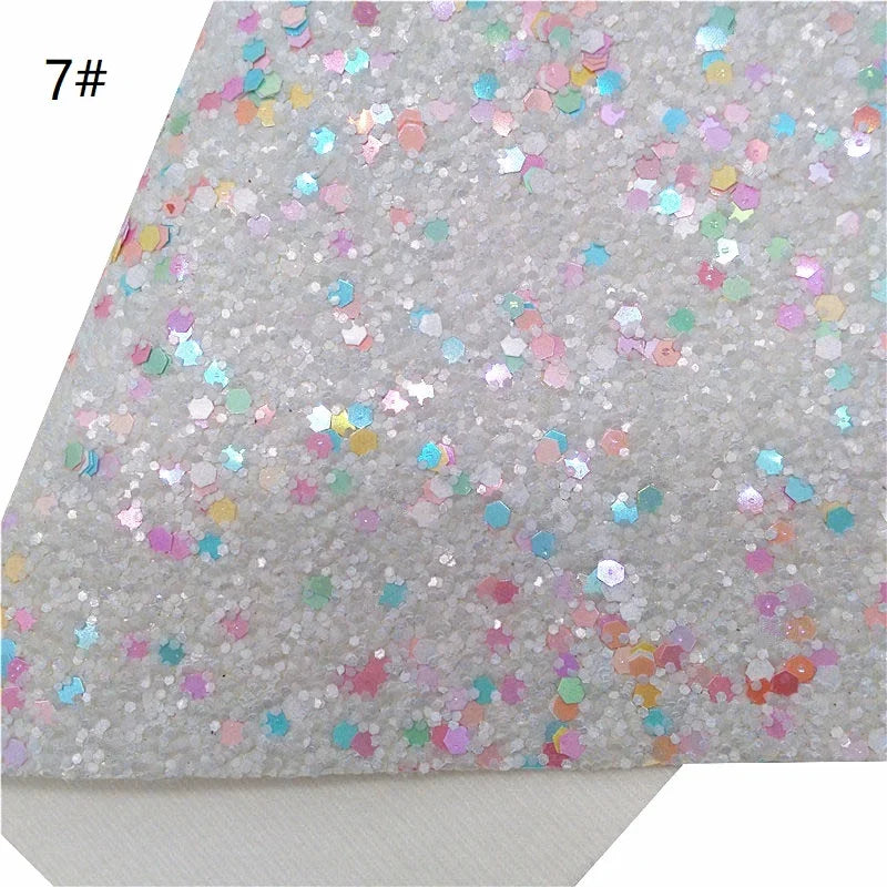 Rolls 30x134cm Sheets 21x29cm Pastel Colors Chunky Glitter Leather Felt Backing Glitter Faux leather For Bow Earrings DIY  6S134