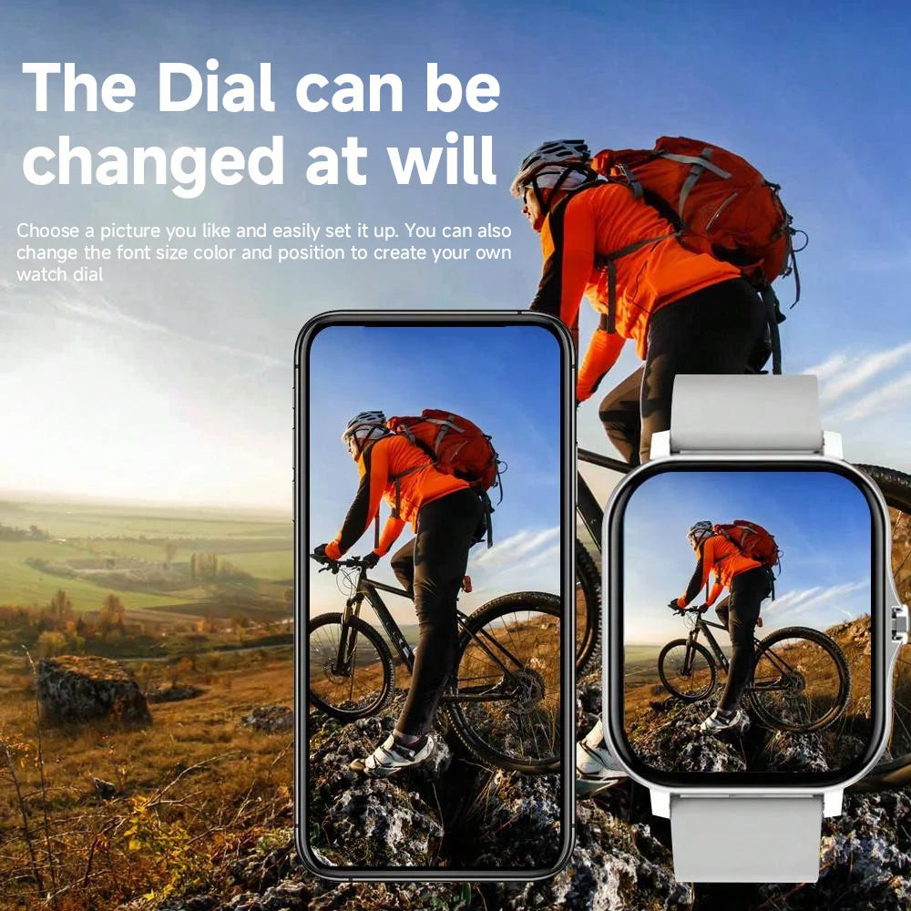 2025 New Square Sport Smartwatch for Android/IOS Heart Rate/Sleep Monitor Fitness Tracker BT Call Smart Watch For Men Women Gift