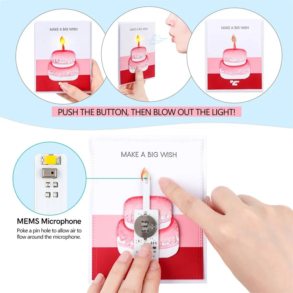 3-6Pcs/set Creative Blow-Out LED Candle Light for Light-Up Birthday Card Perfect for Scrapbook layouts and POP-up Projects Light