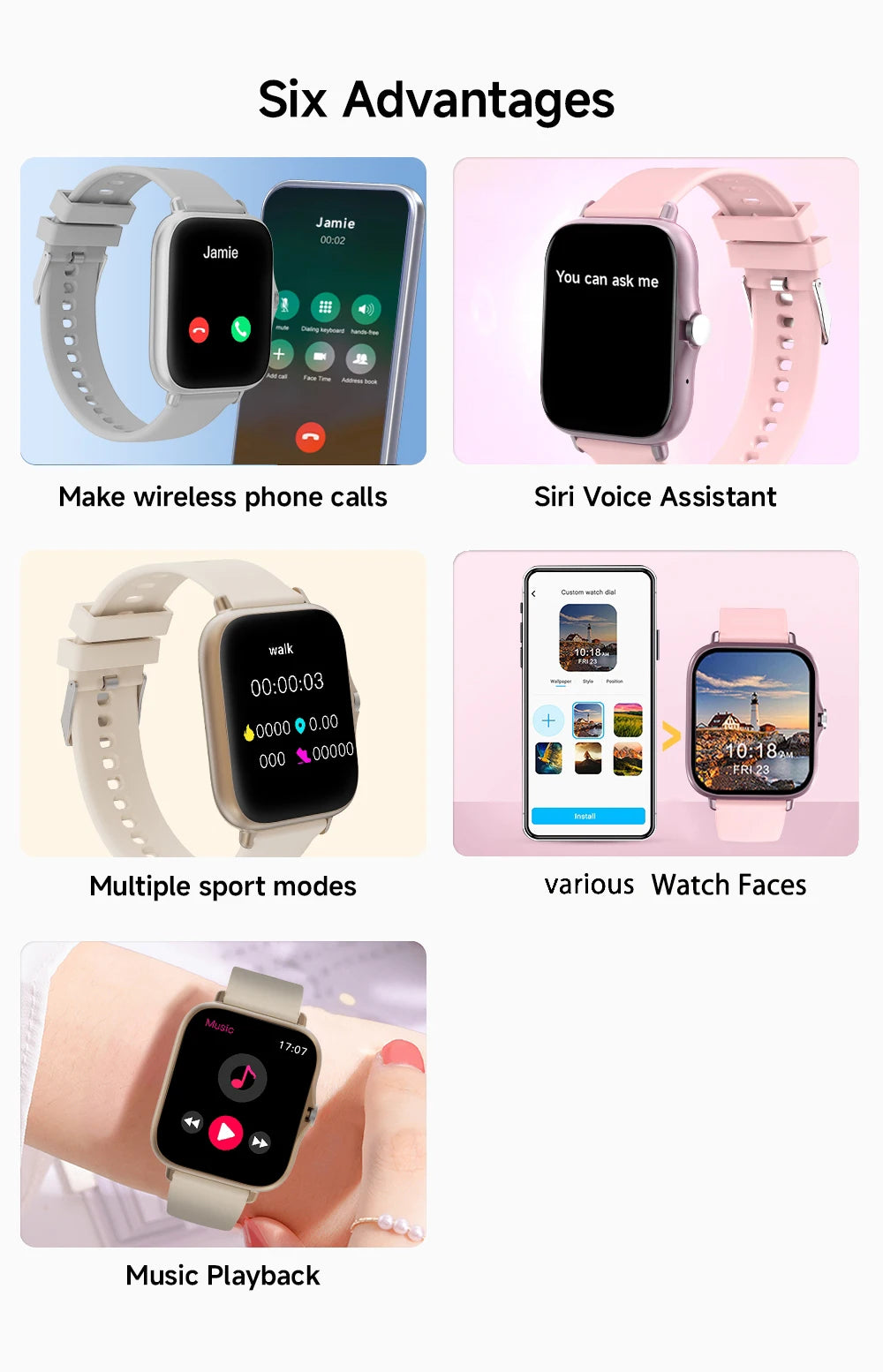 2025 New Square Sport Smartwatch for Android/IOS Heart Rate/Sleep Monitor Fitness Tracker BT Call Smart Watch For Men Women Gift