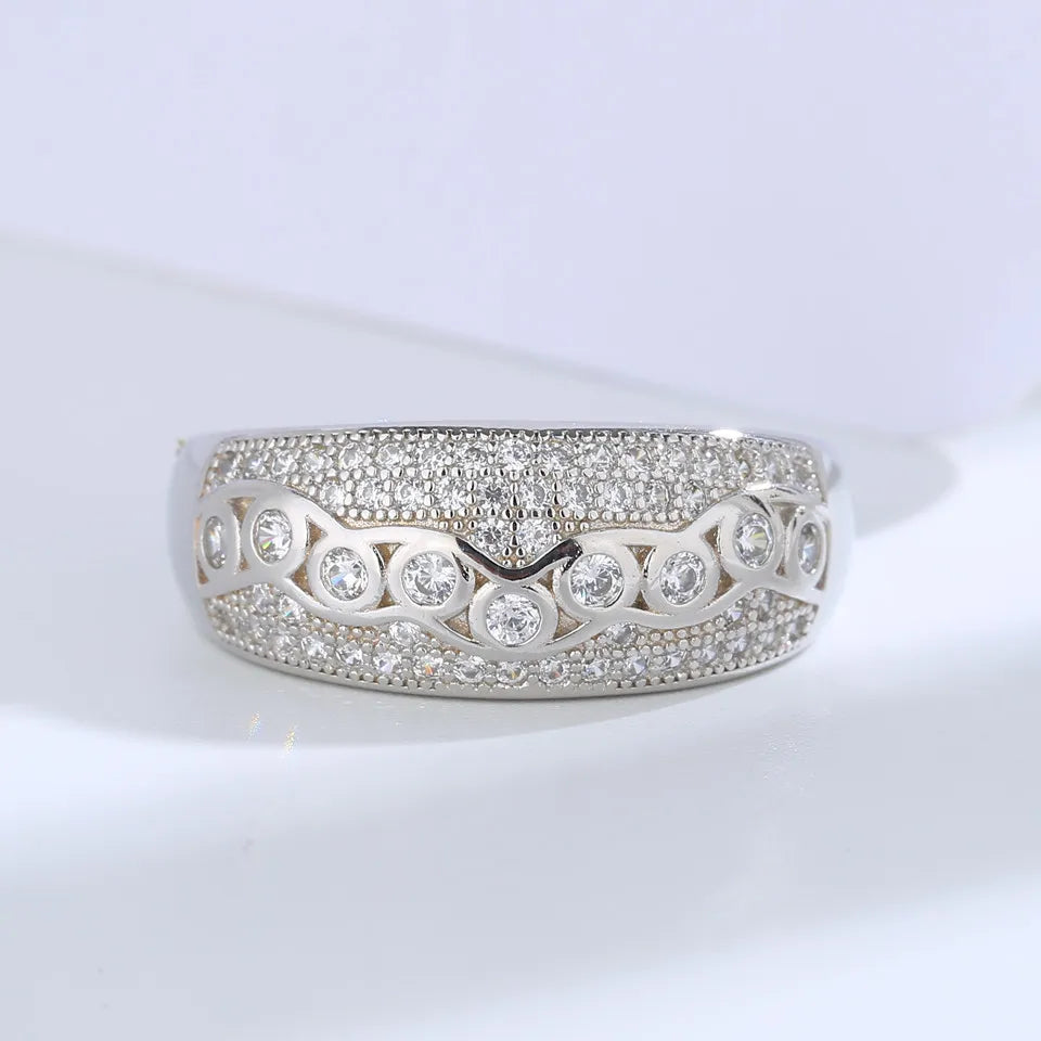 Buyee 925 Sterling Silver Big Ring Finger White Zircon Ring for Woman Man Fashion Luxury Wedding Party Fine Jewelry Circle