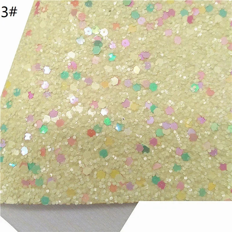 Rolls 30x134cm Sheets 21x29cm Pastel Colors Chunky Glitter Leather Felt Backing Glitter Faux leather For Bow Earrings DIY  6S134