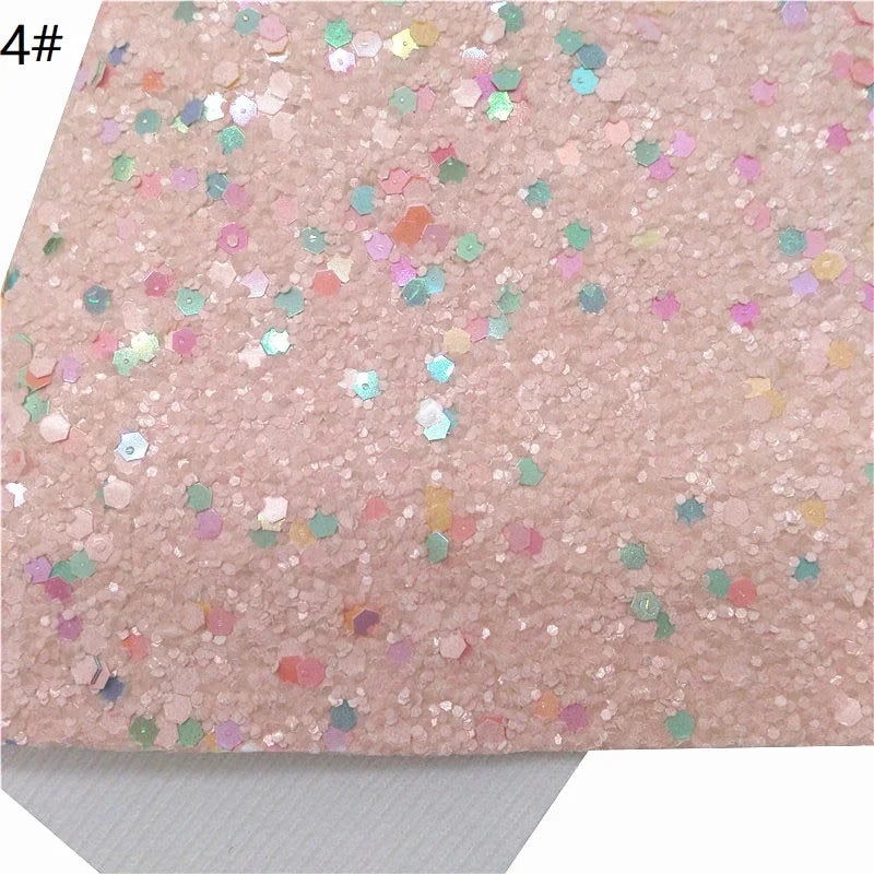 Rolls 30x134cm Sheets 21x29cm Pastel Colors Chunky Glitter Leather Felt Backing Glitter Faux leather For Bow Earrings DIY  6S134