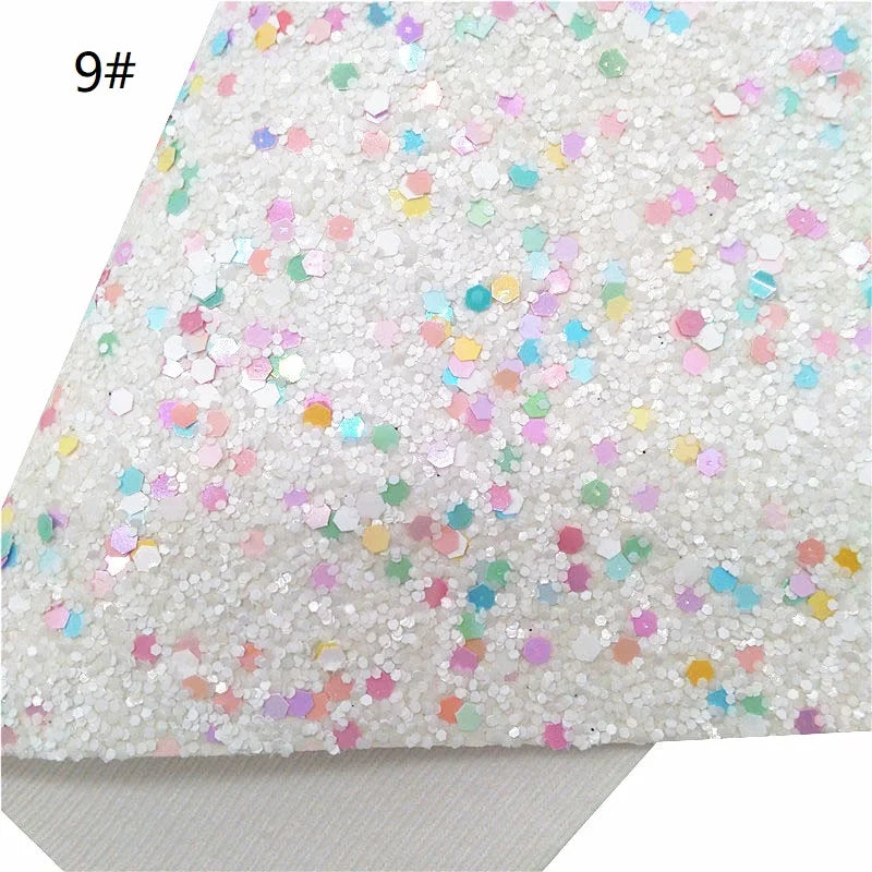 Rolls 30x134cm Sheets 21x29cm Pastel Colors Chunky Glitter Leather Felt Backing Glitter Faux leather For Bow Earrings DIY  6S134