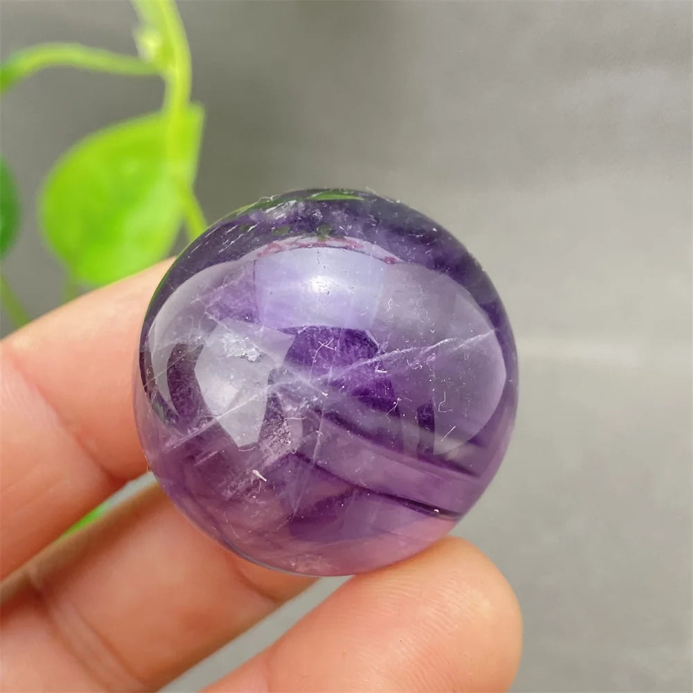 Natural Colorful Feather Fluorite Crystal Ball Hand Polished Yoga Meditation Fitness Ball Home Decoration+Base