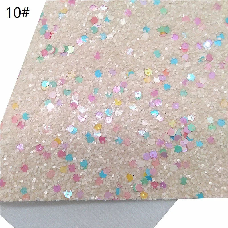 Rolls 30x134cm Sheets 21x29cm Pastel Colors Chunky Glitter Leather Felt Backing Glitter Faux leather For Bow Earrings DIY  6S134