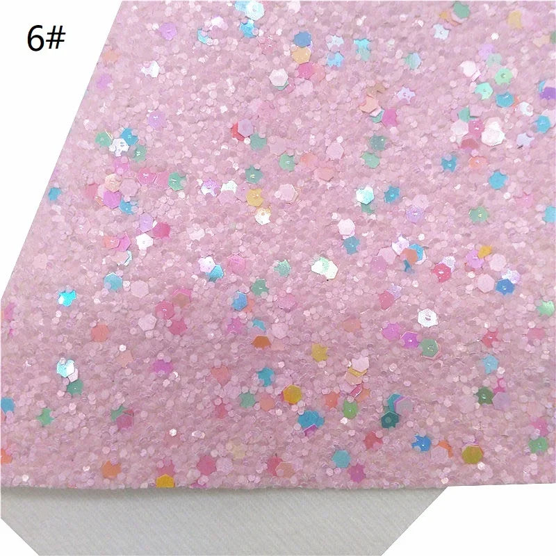 Rolls 30x134cm Sheets 21x29cm Pastel Colors Chunky Glitter Leather Felt Backing Glitter Faux leather For Bow Earrings DIY  6S134