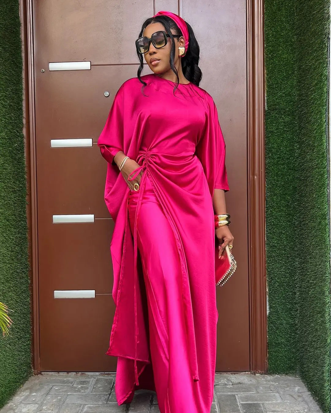 Asymmetrical Split Maxi Top and Wide Leg Pants Two Piece Set for Women Elegant Summer Outfits for Women Casual Loose Fit Style