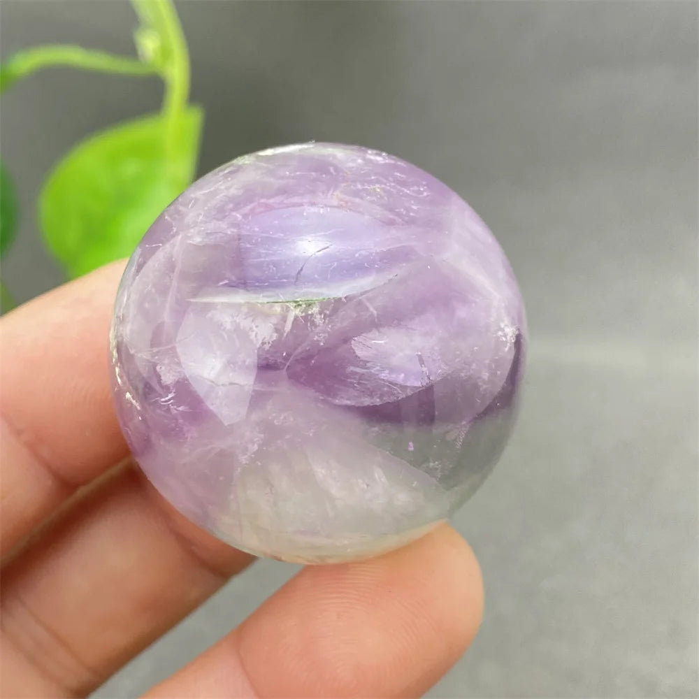 Natural Colorful Feather Fluorite Crystal Ball Hand Polished Yoga Meditation Fitness Ball Home Decoration+Base