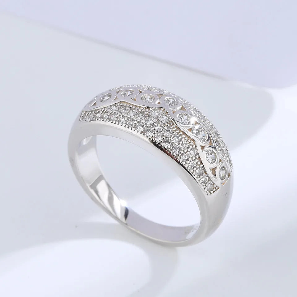 Buyee 925 Sterling Silver Big Ring Finger White Zircon Ring for Woman Man Fashion Luxury Wedding Party Fine Jewelry Circle