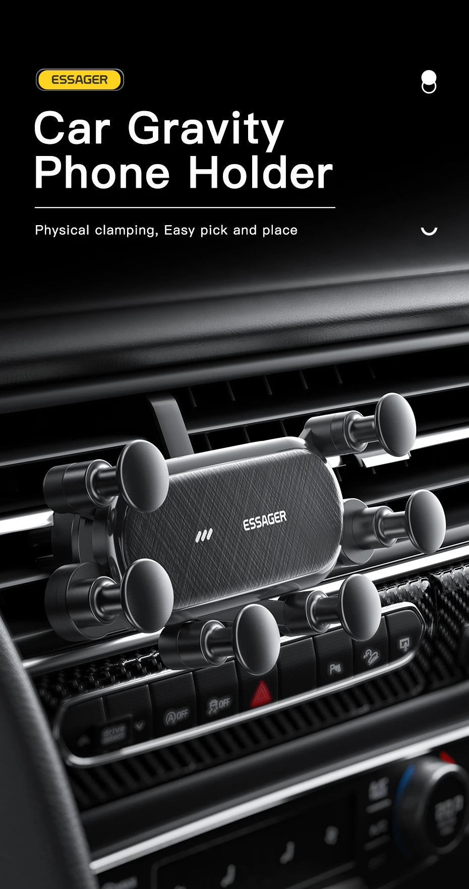 Essager Gravity Car Phone Holder Air Vent Clip Mount Mobile Phone Stand In Car GPS Support For iPhone 14 13 Pro Xiaomi Samsung