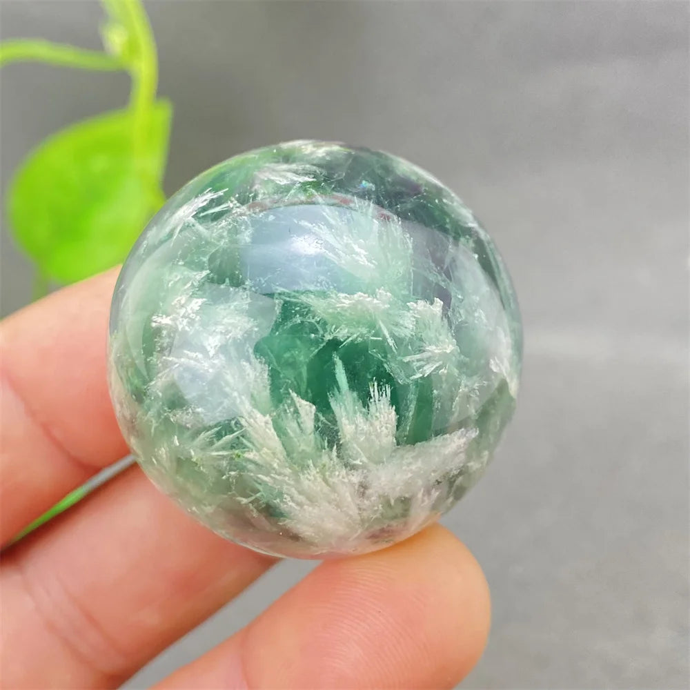 Natural Colorful Feather Fluorite Crystal Ball Hand Polished Yoga Meditation Fitness Ball Home Decoration+Base