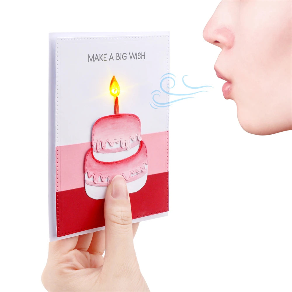 3-6Pcs/set Creative Blow-Out LED Candle Light for Light-Up Birthday Card Perfect for Scrapbook layouts and POP-up Projects Light