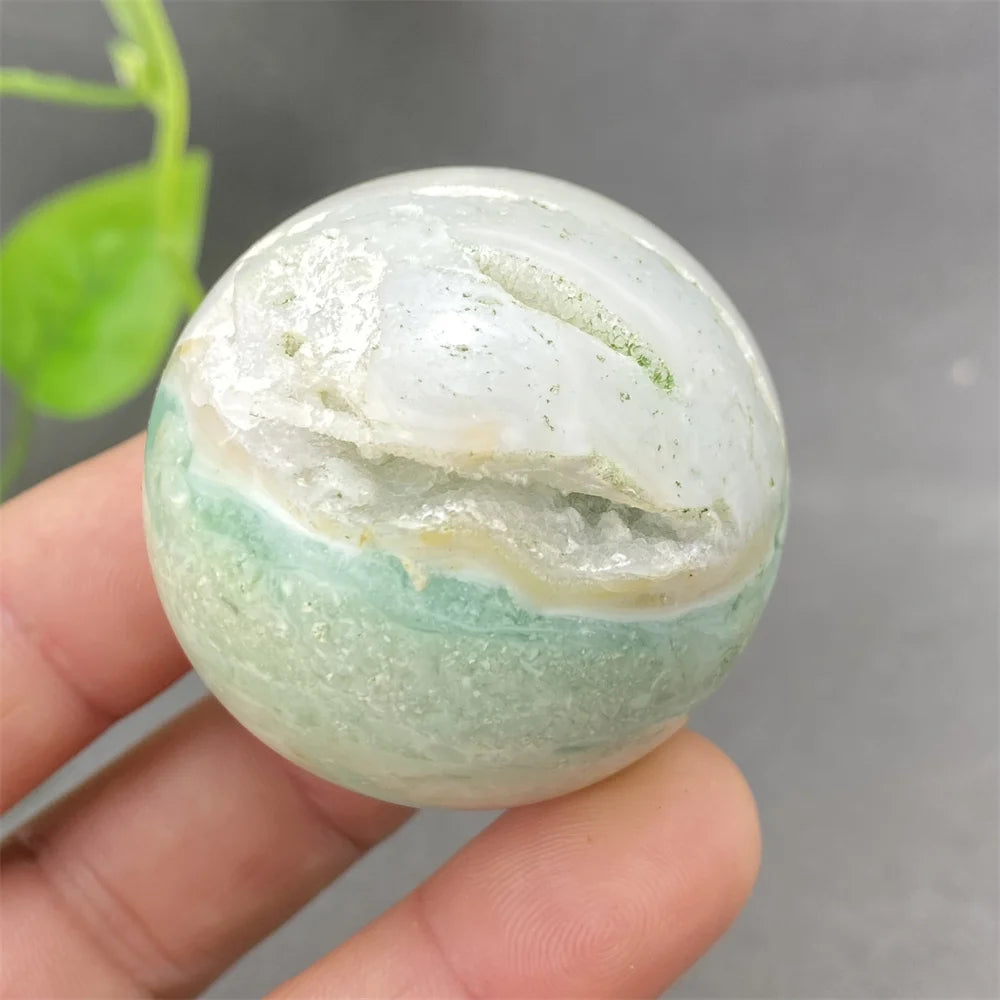 Natural Colorful Feather Fluorite Crystal Ball Hand Polished Yoga Meditation Fitness Ball Home Decoration+Base