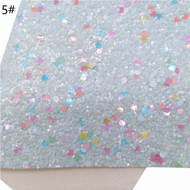 Rolls 30x134cm Sheets 21x29cm Pastel Colors Chunky Glitter Leather Felt Backing Glitter Faux leather For Bow Earrings DIY  6S134