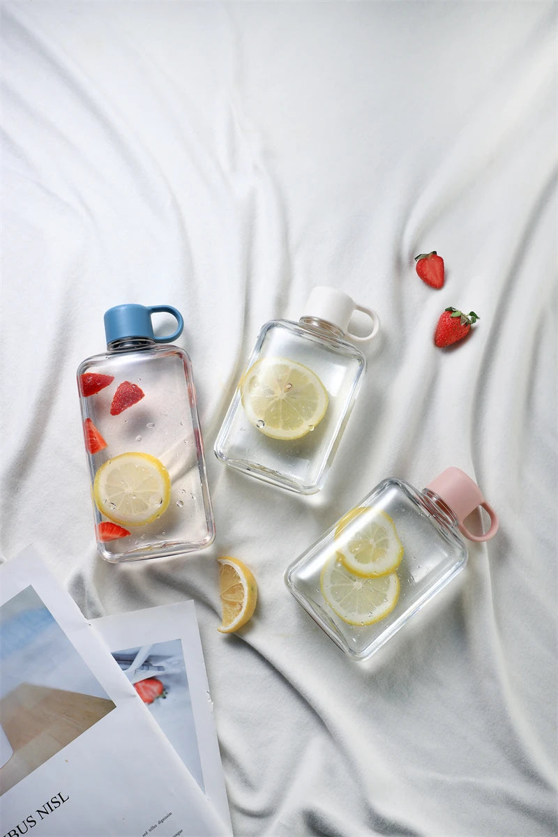 360 ML Water Botlte BPA FREE Flat Clear Plastic Crystal Drinks Kettle Portable Notebook Fitness Bike Cup Summer Cold Water Jug