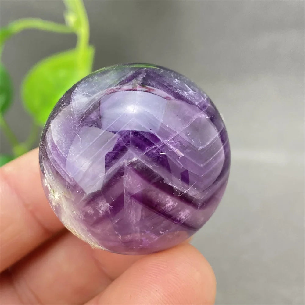 Natural Colorful Feather Fluorite Crystal Ball Hand Polished Yoga Meditation Fitness Ball Home Decoration+Base